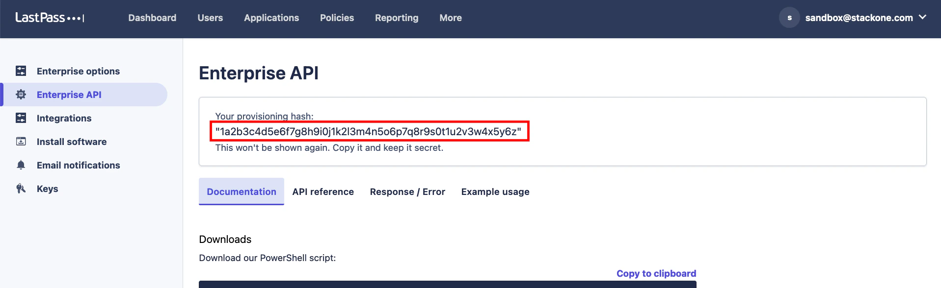 Provisioning Hash