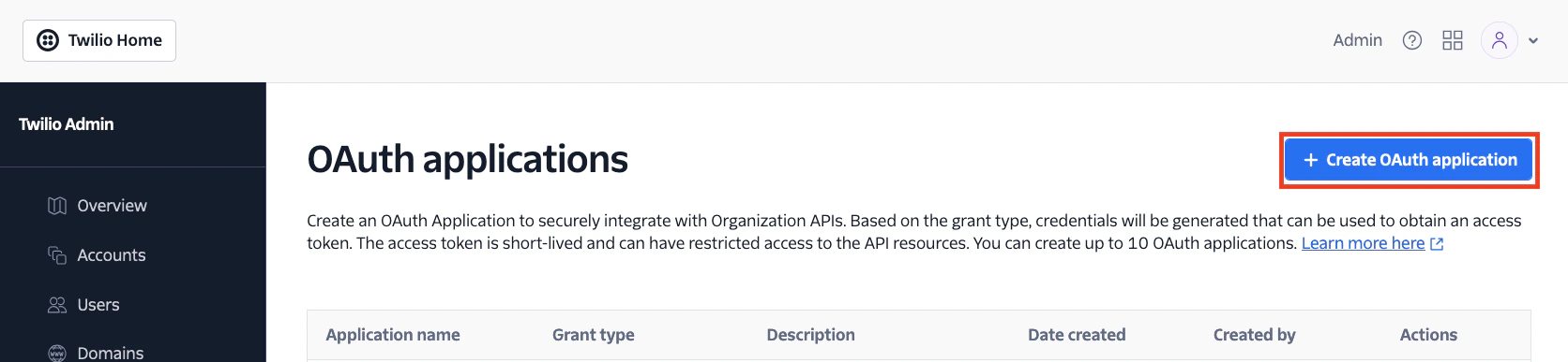 Create a new OAuth App
