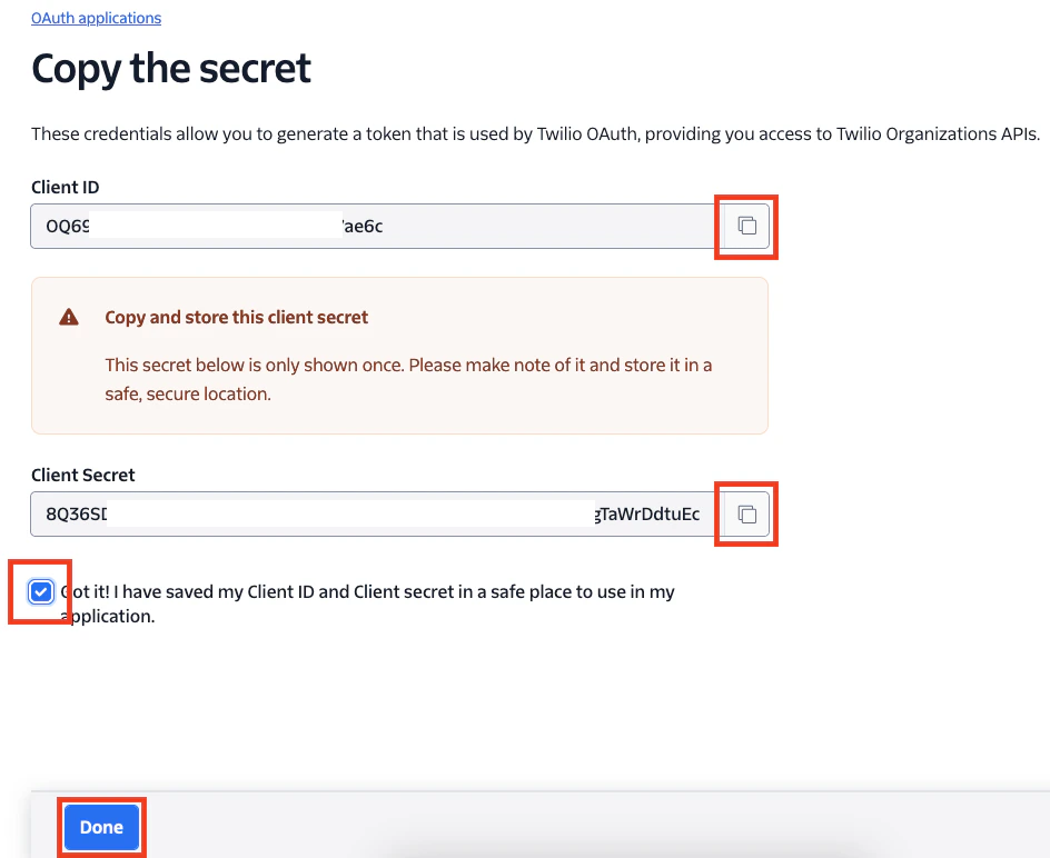 Copy App Credentials