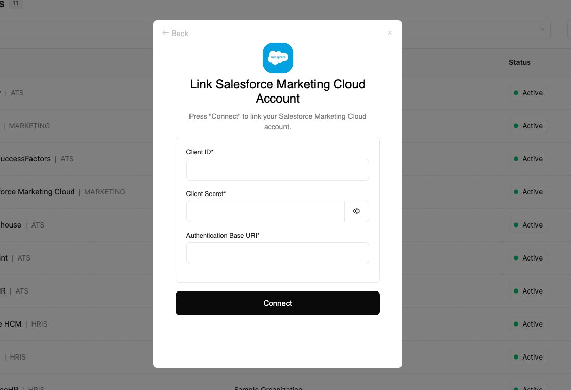 Enter your API credentials