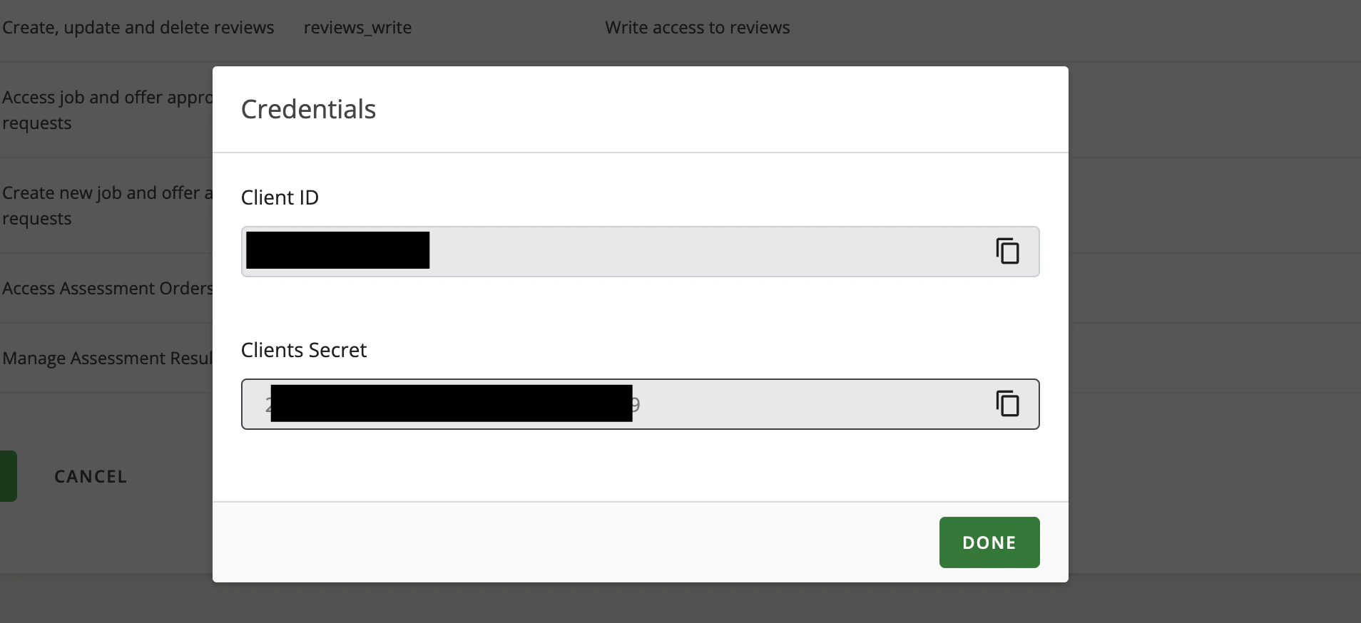 Copy Credentials