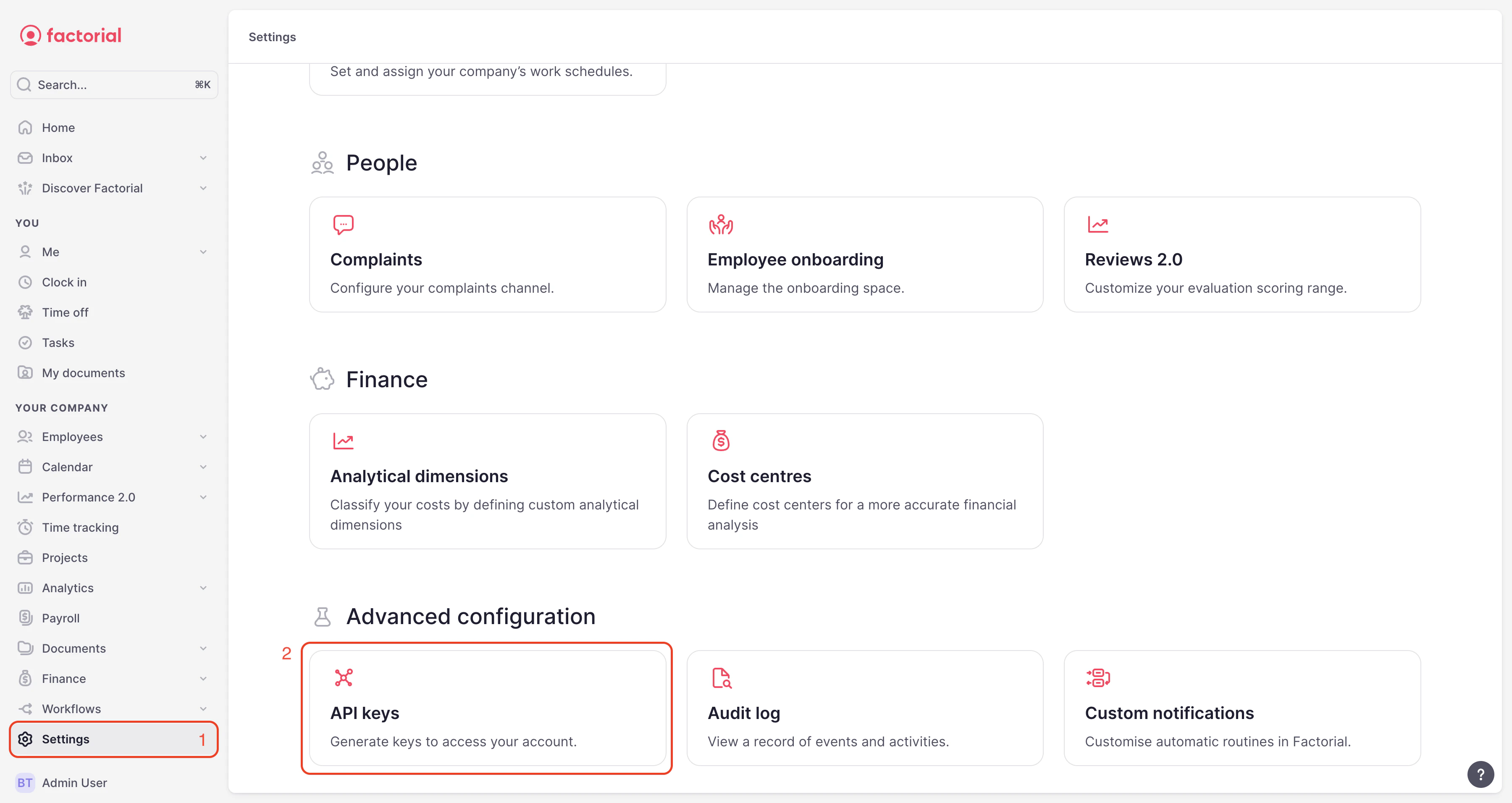 Navigate to API Keys