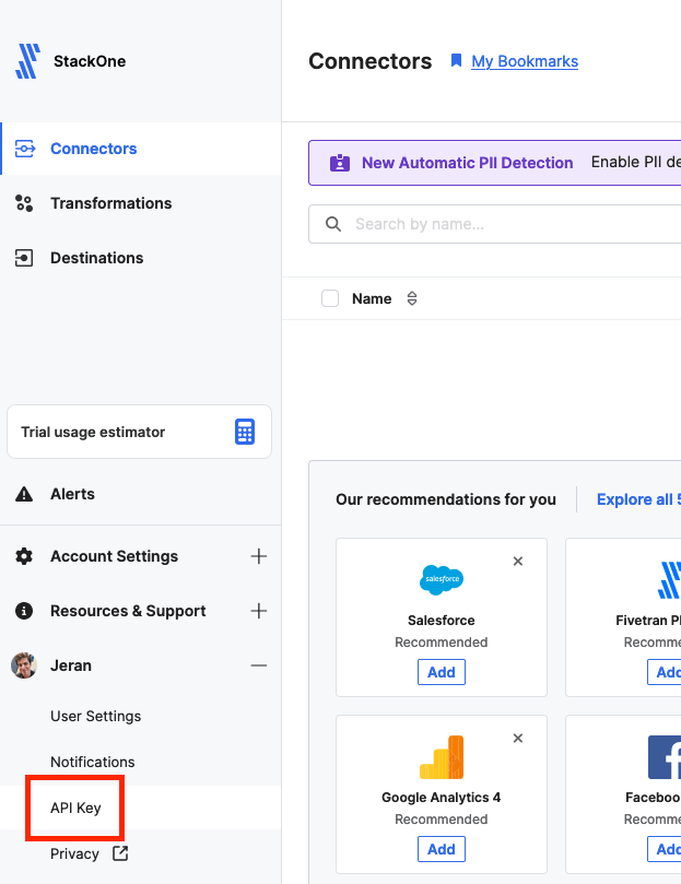 API Key Navigation