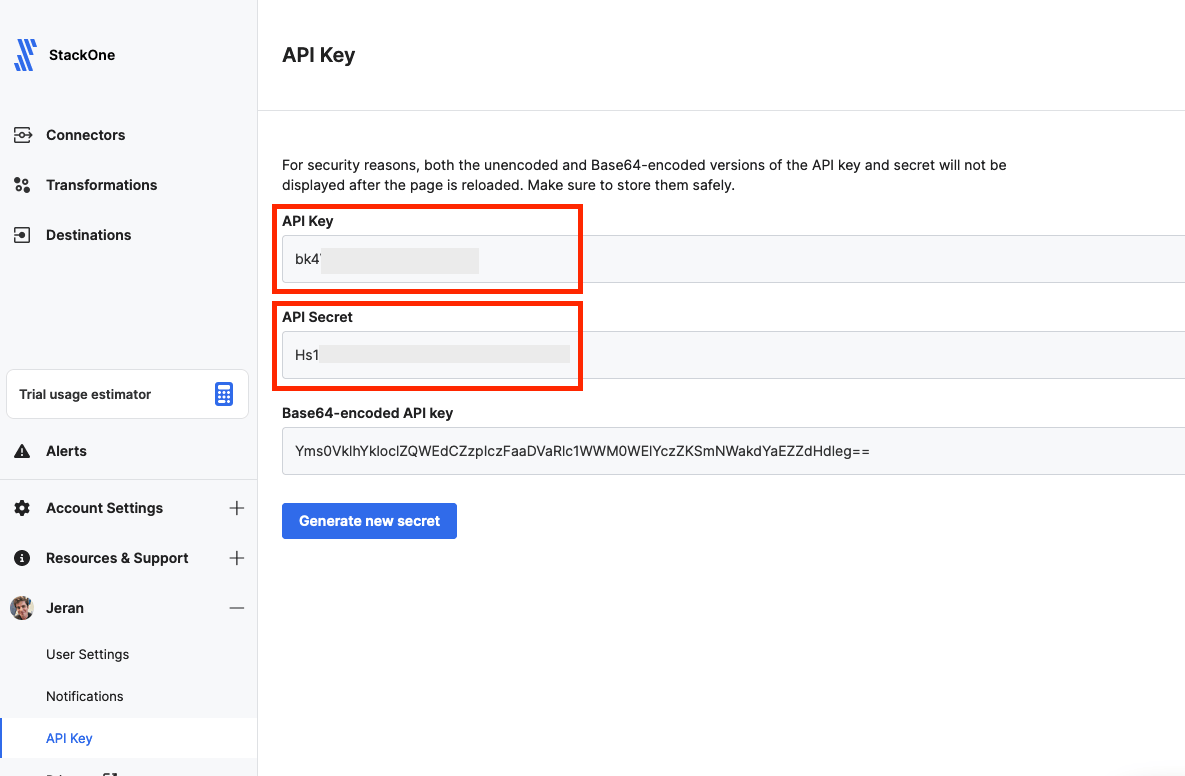 API Key and Secret