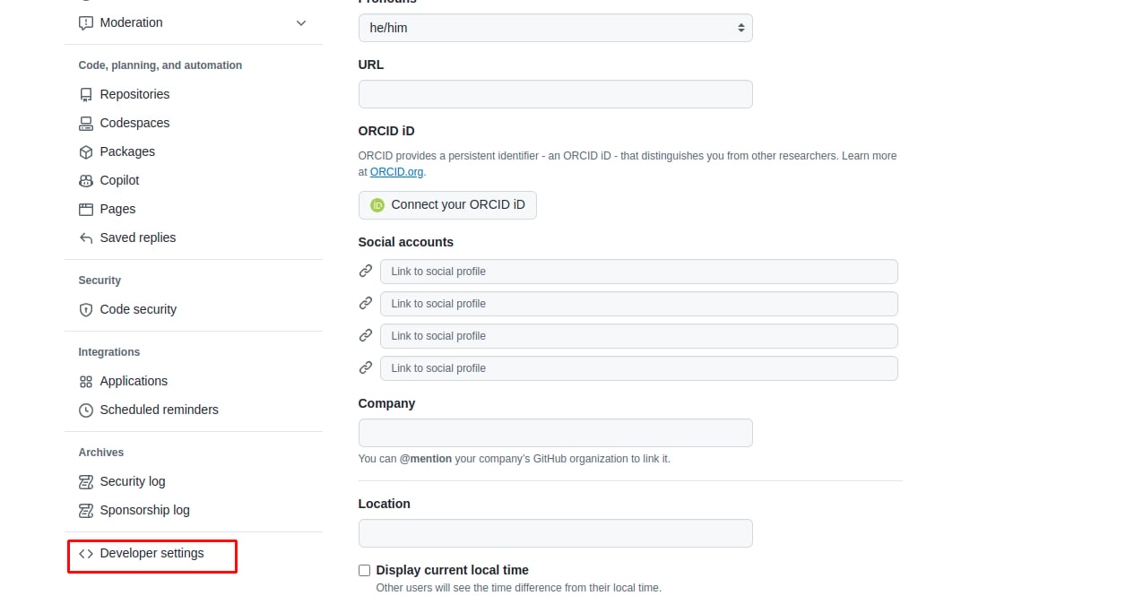 Navigate to Developer settings