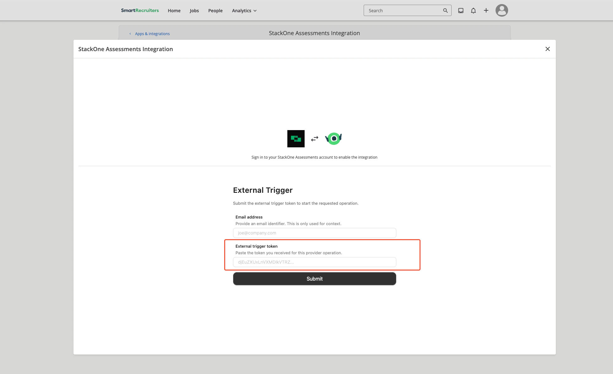 Input External Trigger Token
