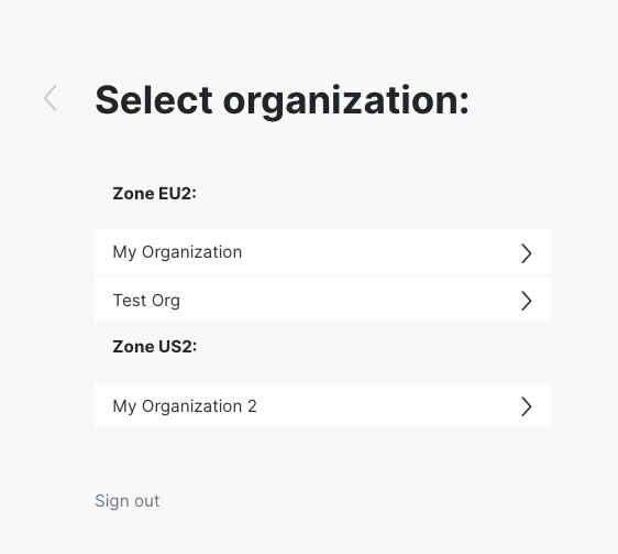 Select the Organization to Connect