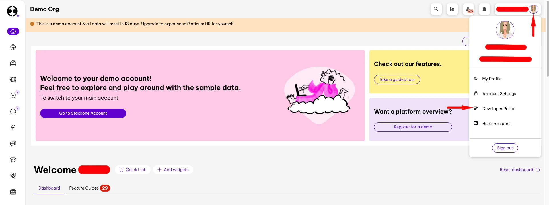 Navigate to Account > Developer Portal > API