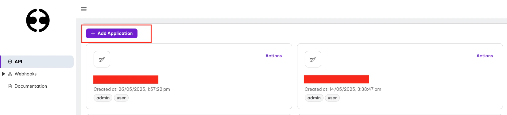Click Add Application