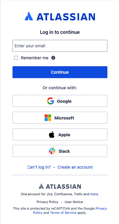 Log in to Confluence