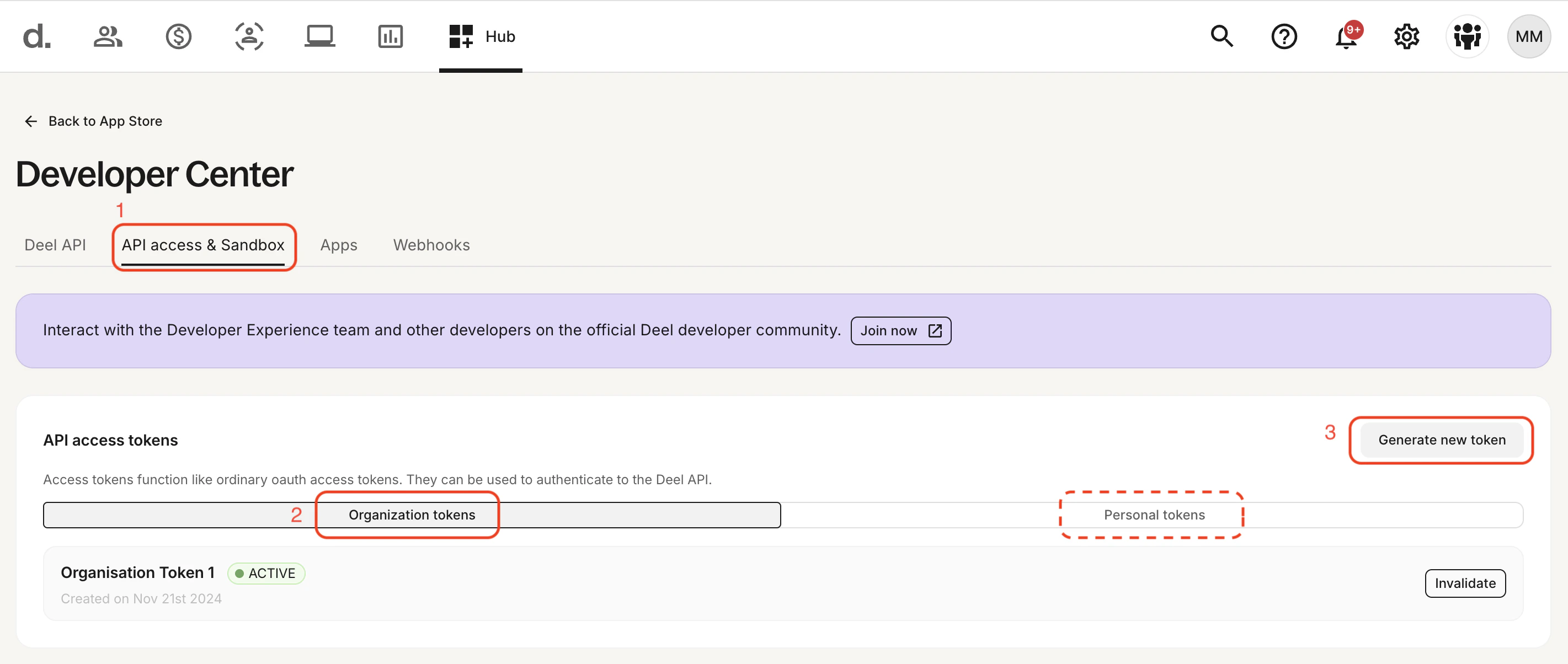 Create a new API Access Token