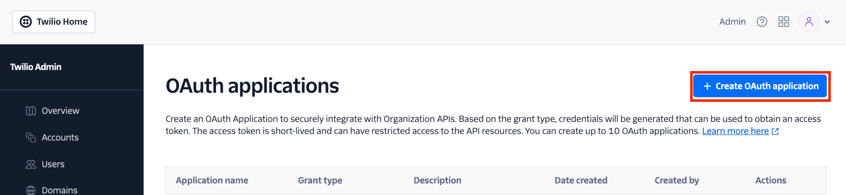 Create a new OAuth App