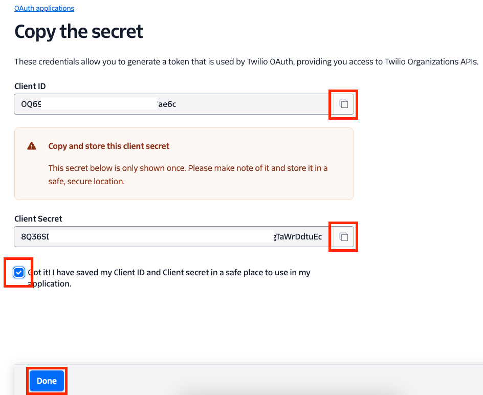Copy App Credentials