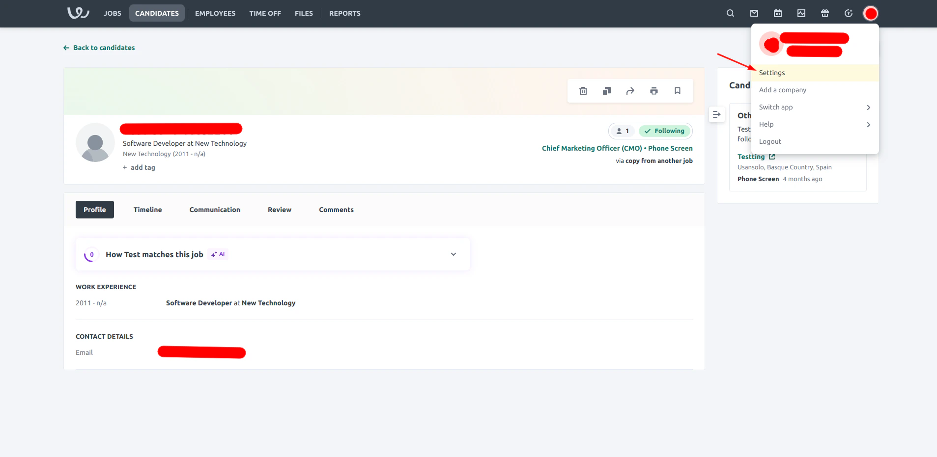Navigate to settings