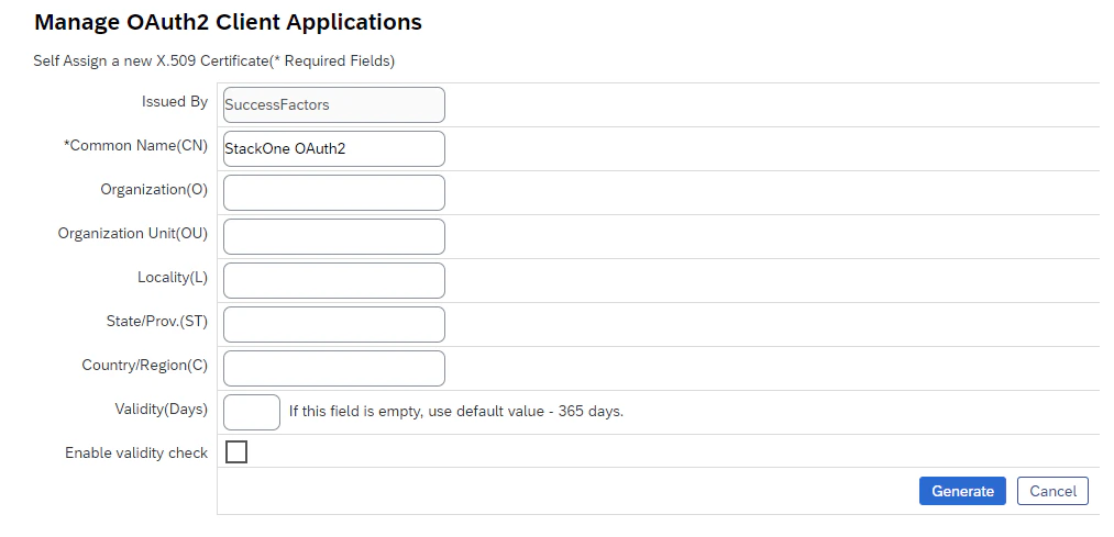 Generate X.509 Certificate