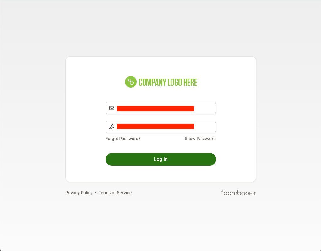 login credentials