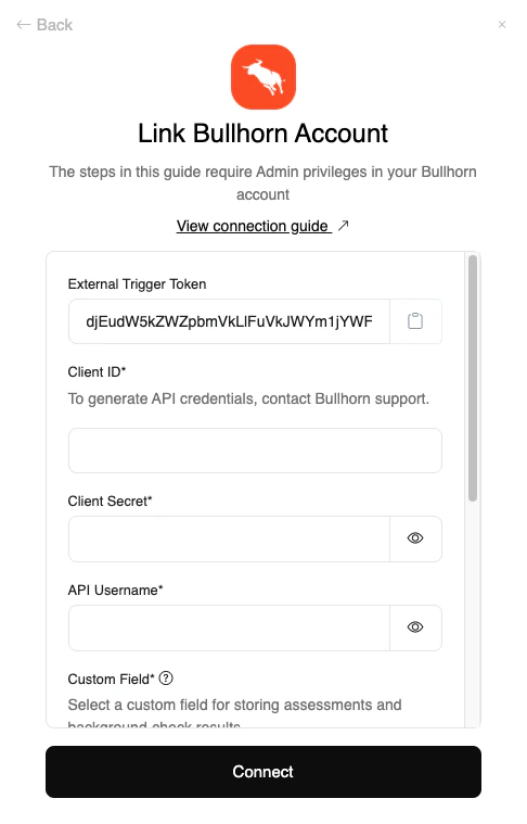 Enter your API credentials