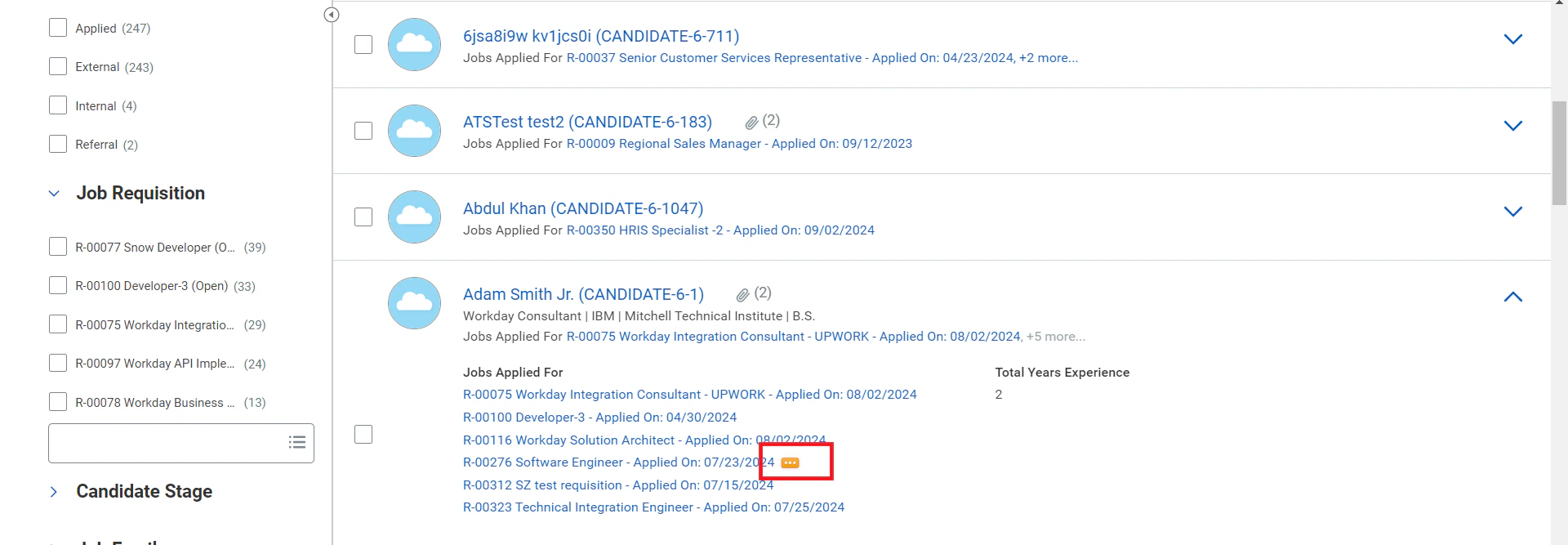 Access Job Application Actions