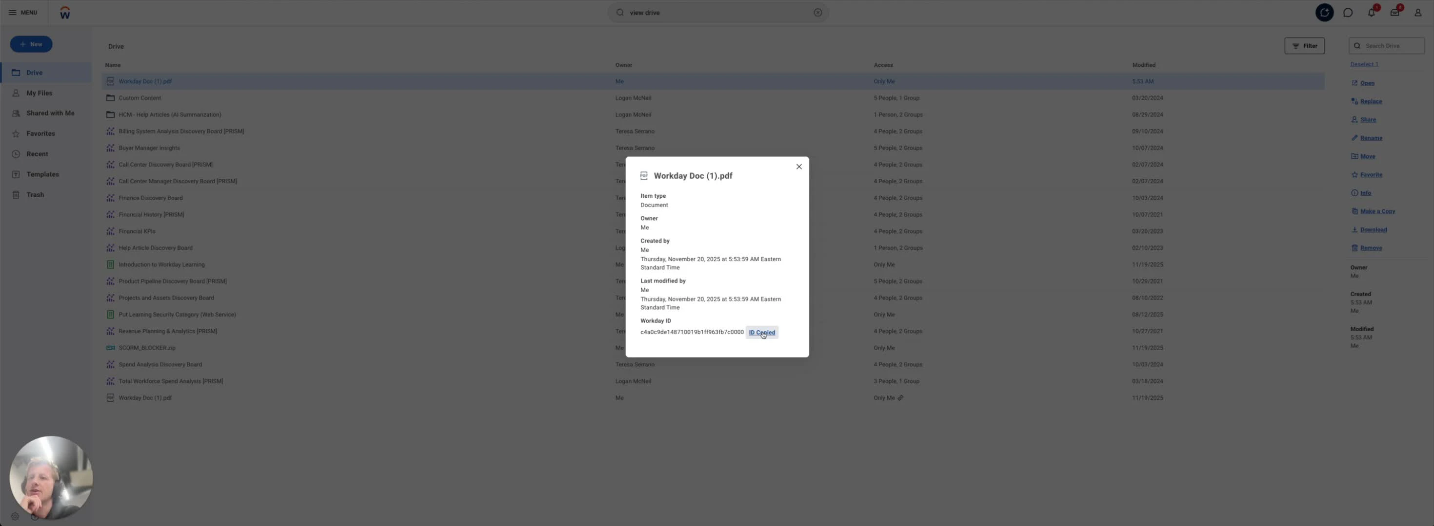 Retrieving Workday ID