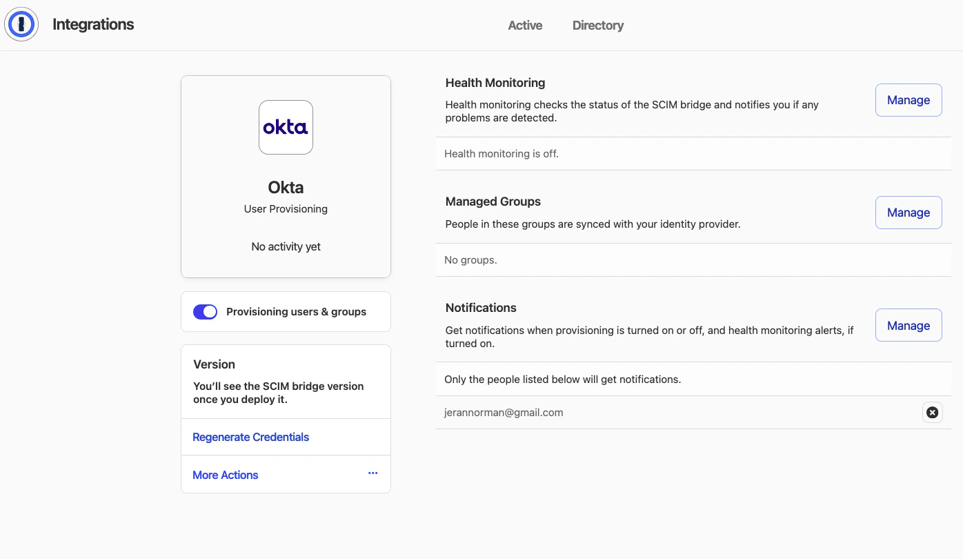 User Provisioning Configuration