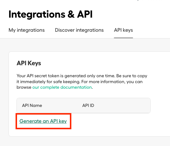Create New API Key