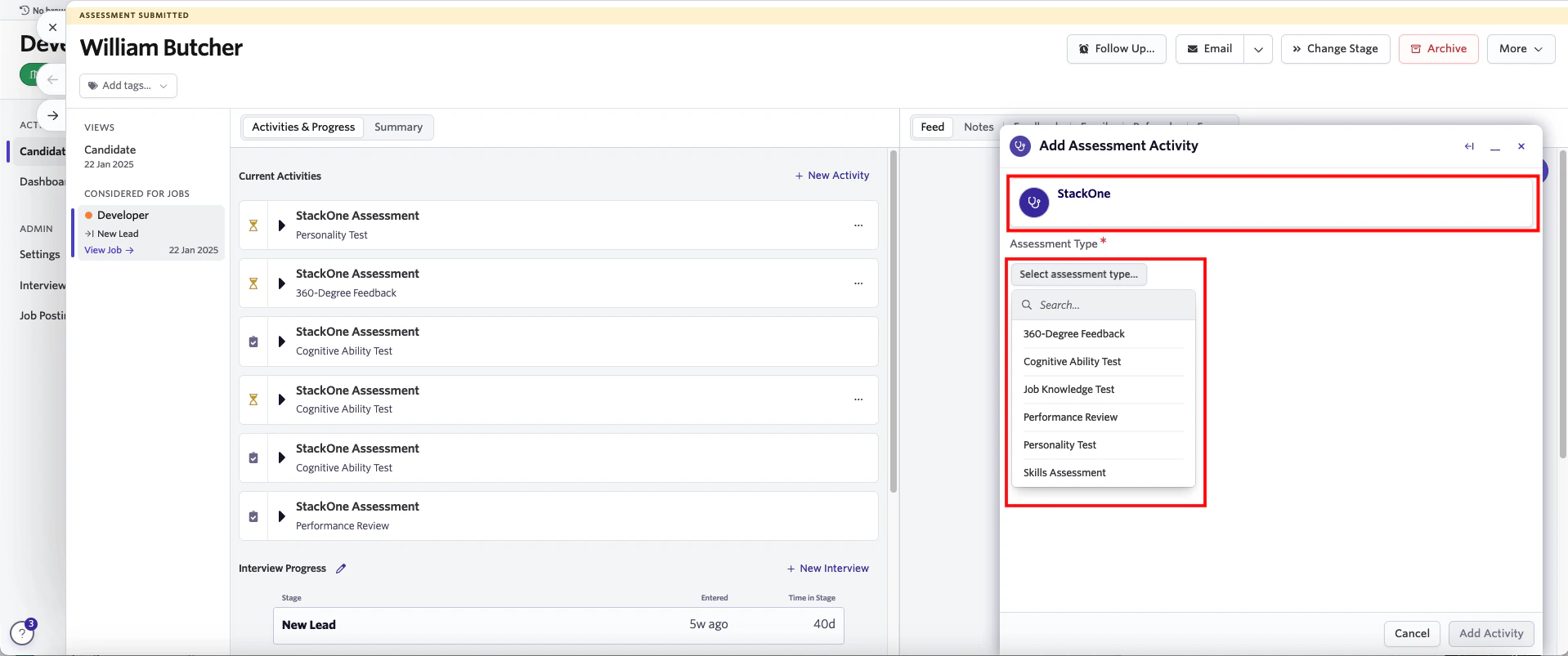 Edit/View Assessment/Background check Status ID
