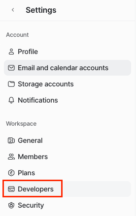 Developers settings