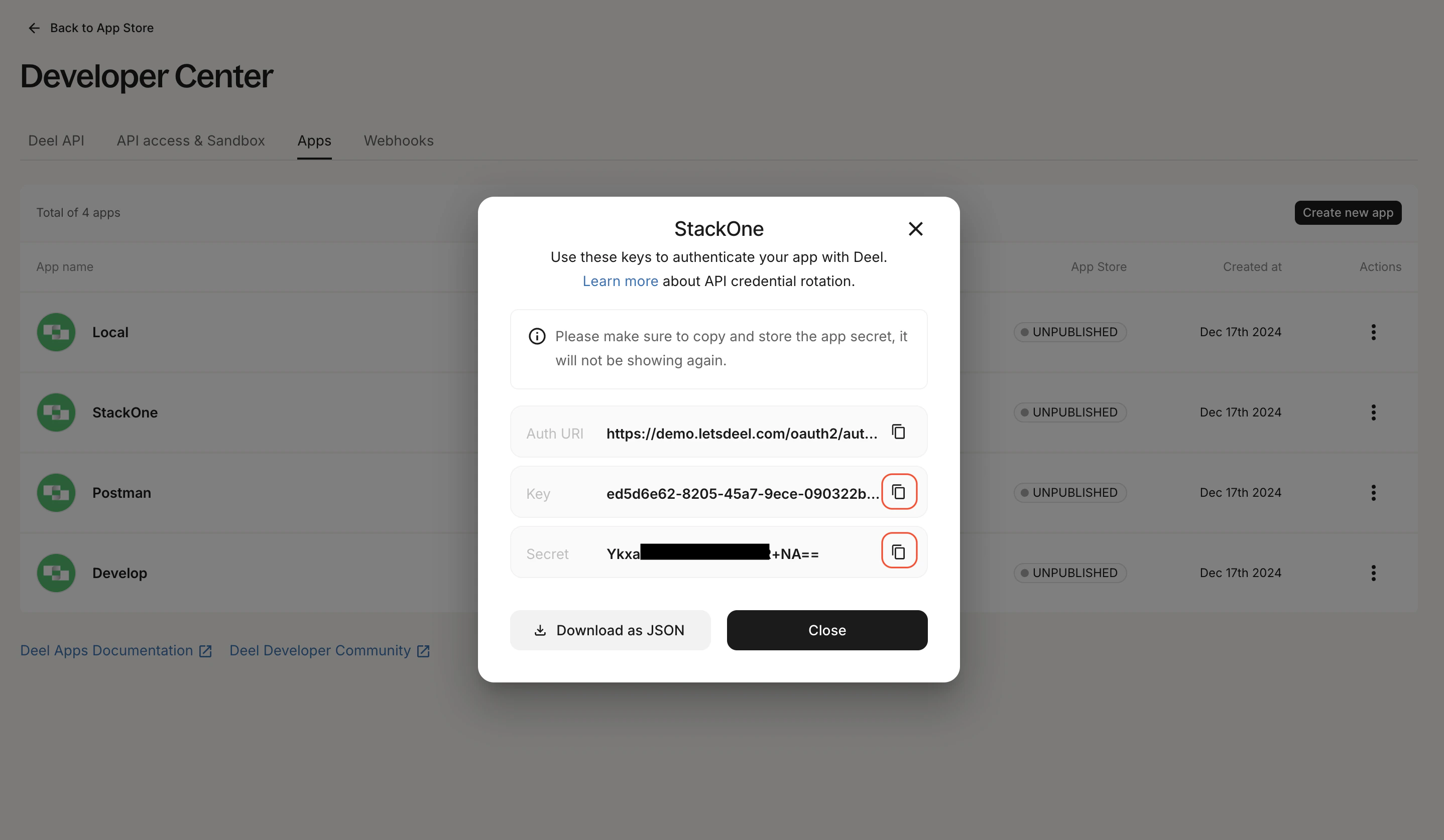Copy your Client ID and Client Secret