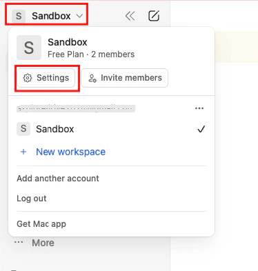 Navigate to Workspace Settings