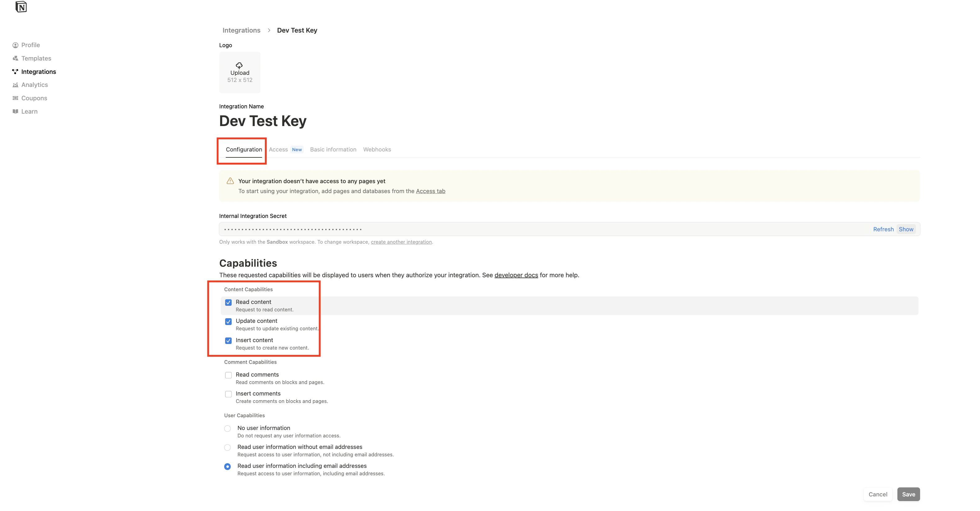 Check mark required permissions