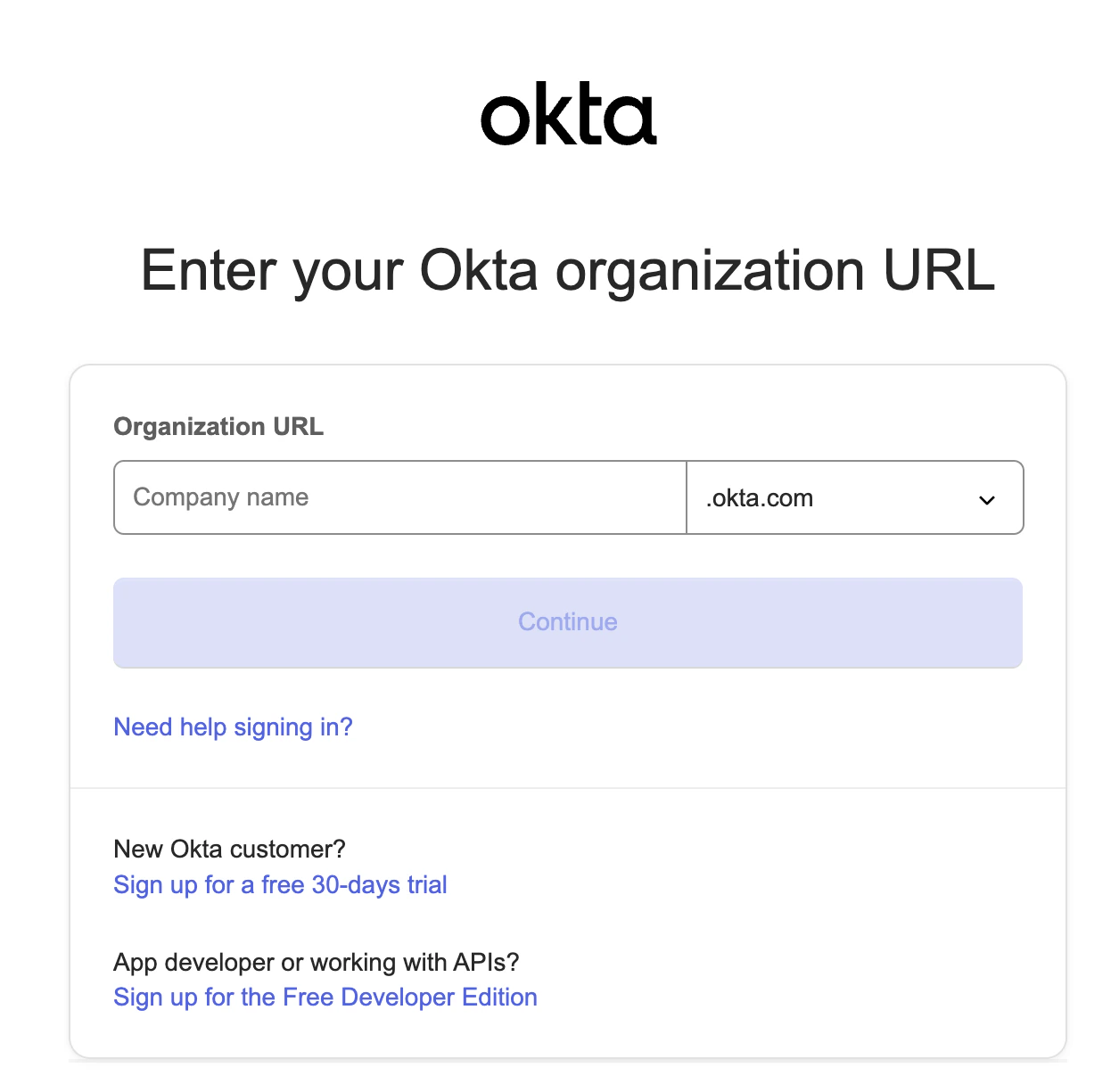 Log in to Okta
