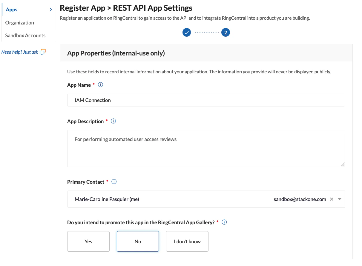 Enter App Properties