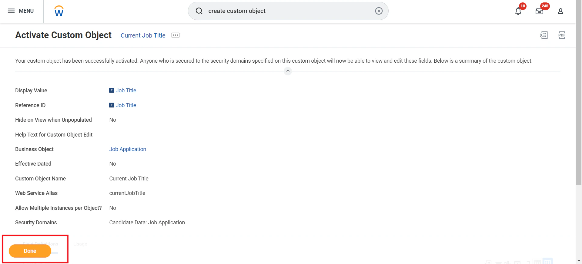 Activate Custom Object