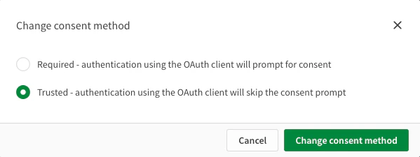 Change consent method dialog