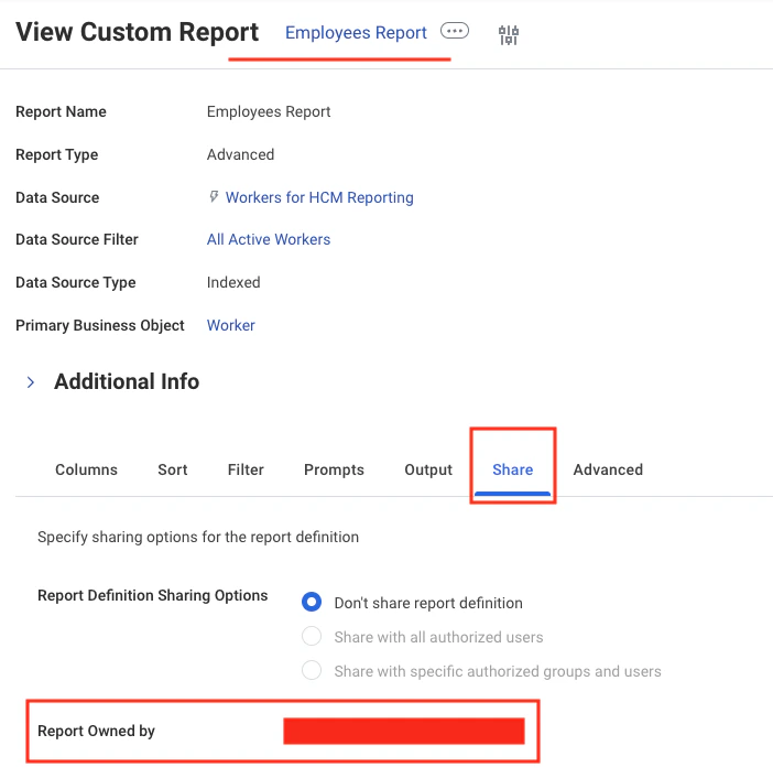 Default Report Owner