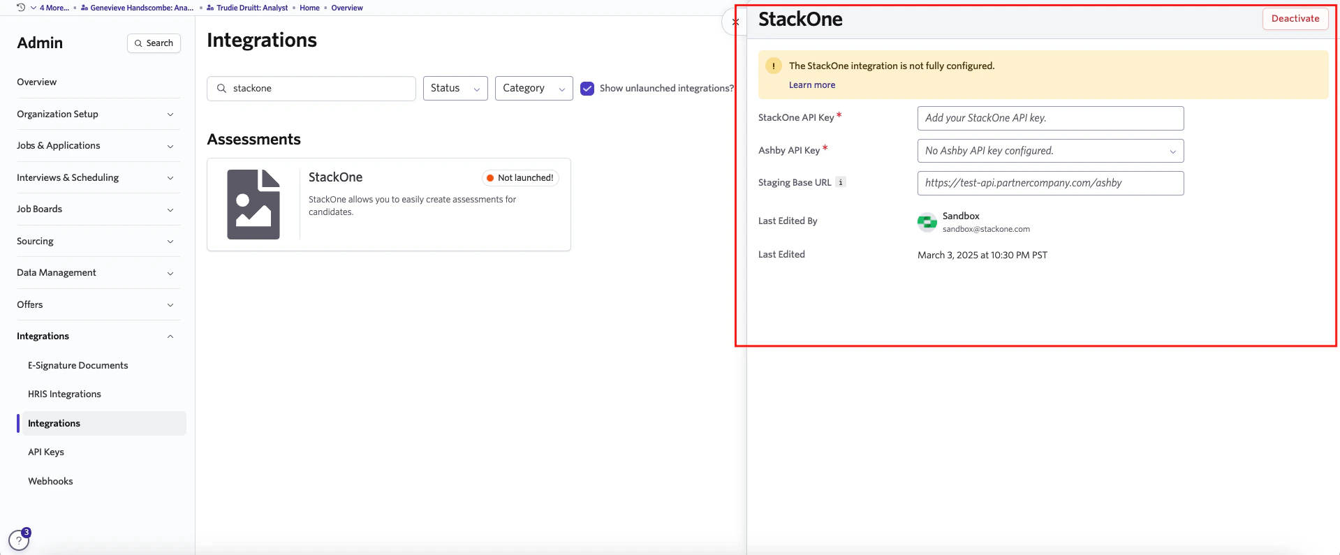 Edit/View Assessment/Background check Status ID
