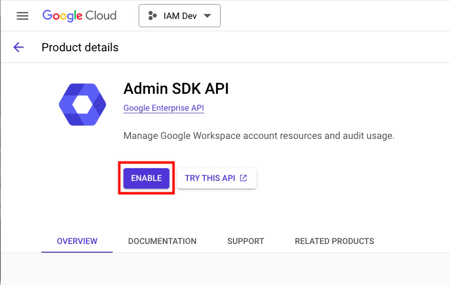 Enable the Admin SDK API