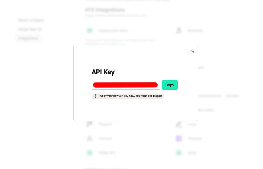 API Keys page