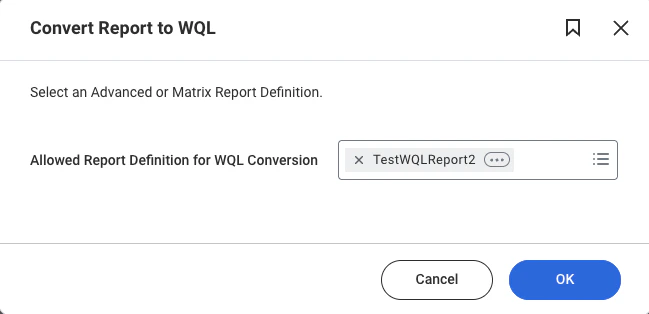 Select created custom report