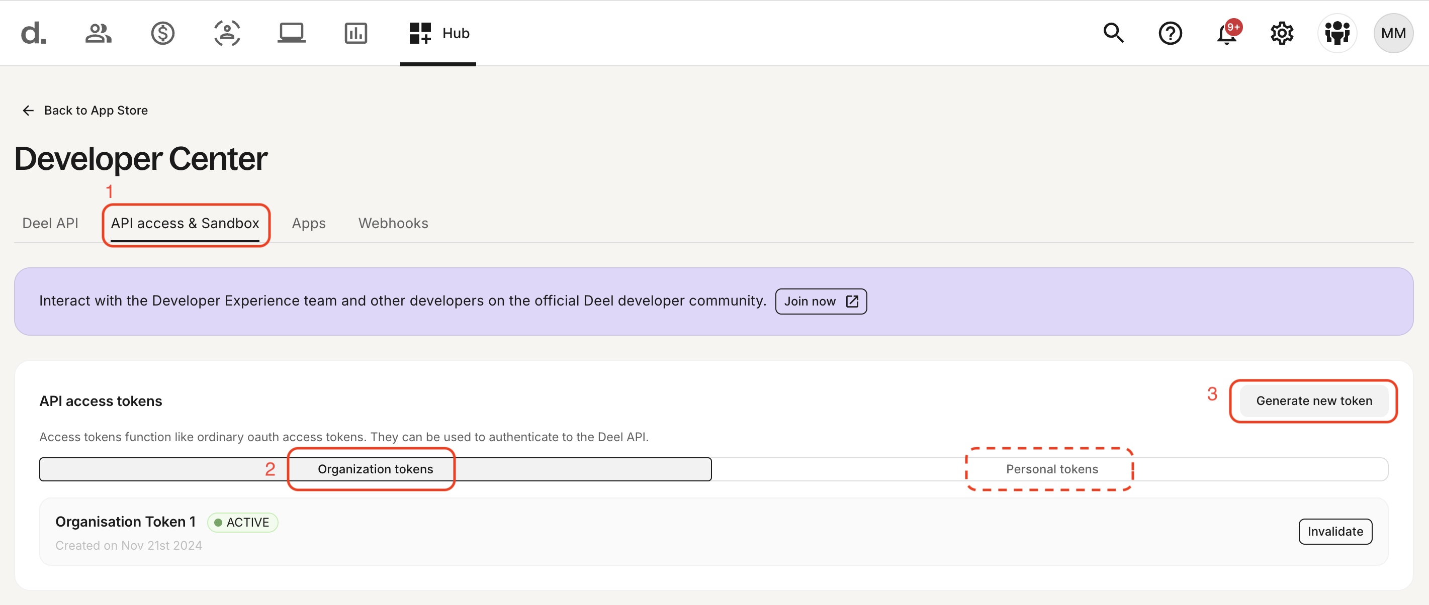 Create a new API Access Token