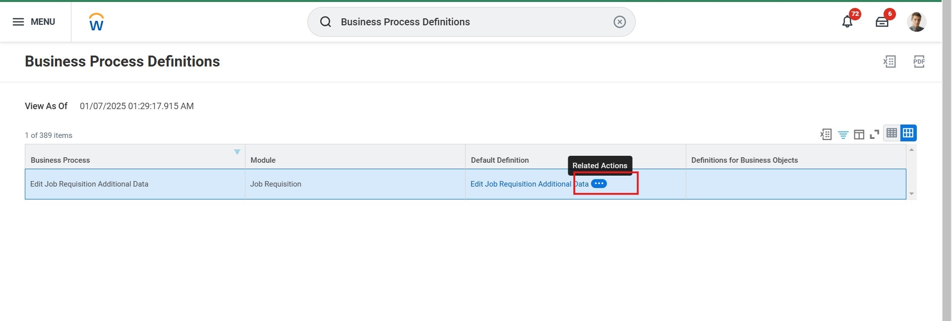 Find and Edit Business Process Definition