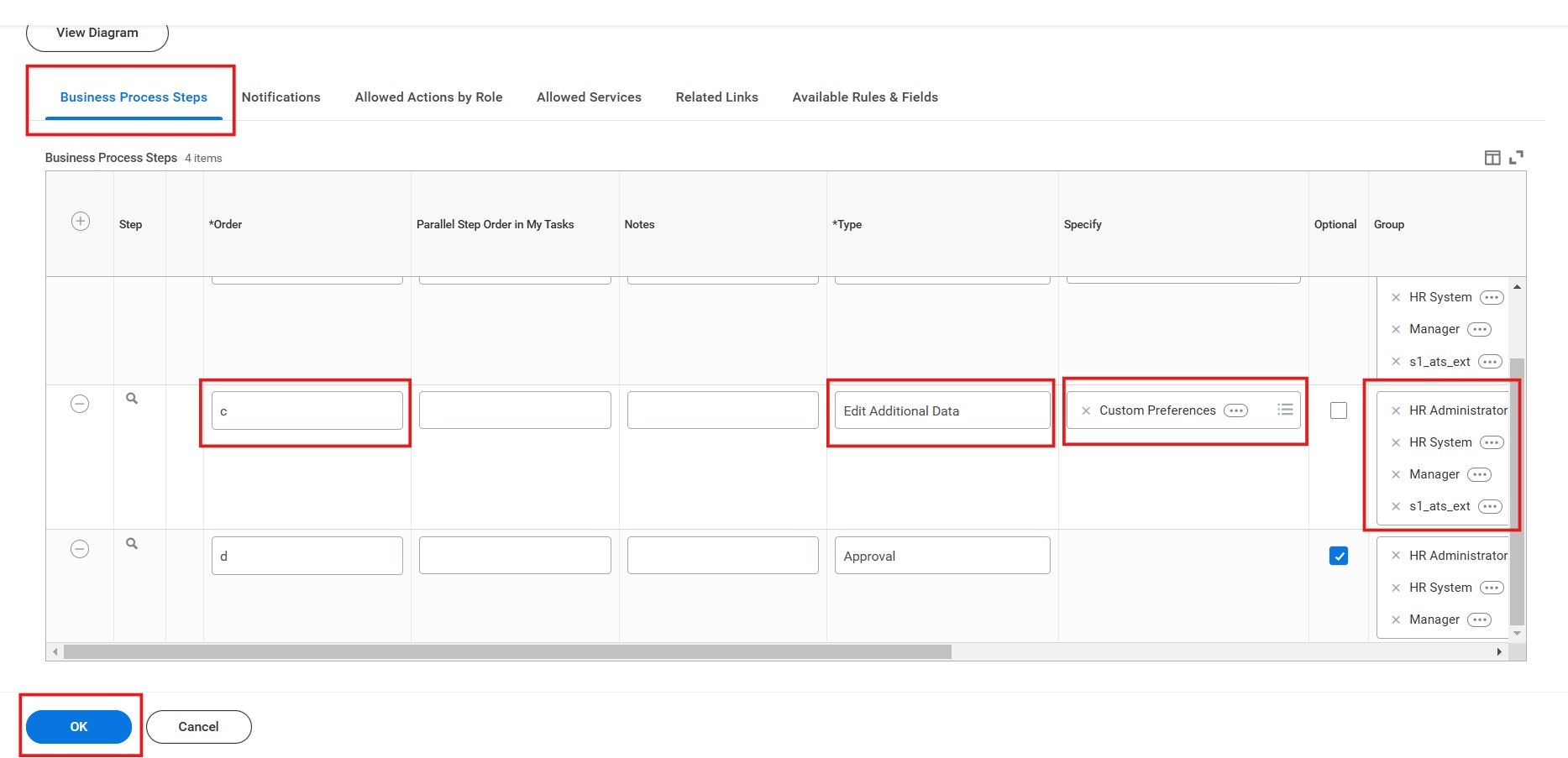 Configure Business Process Steps