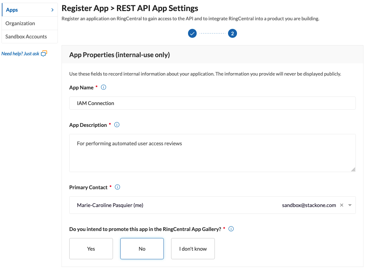 Enter App Properties