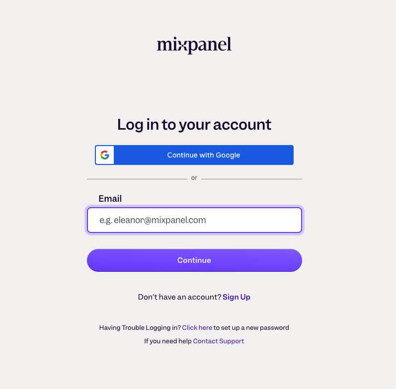 Mixpanel Log in