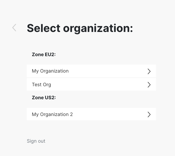 Select the Organization to Connect