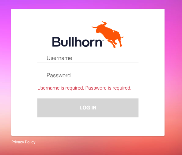 Log in to your Bullhorn account