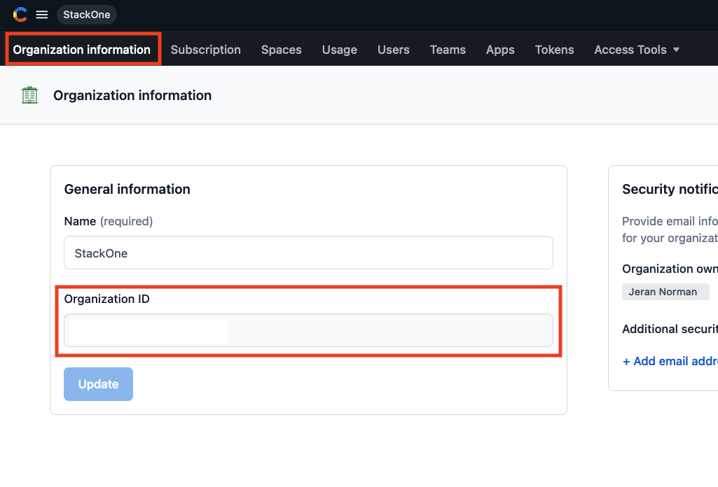 Organization Information