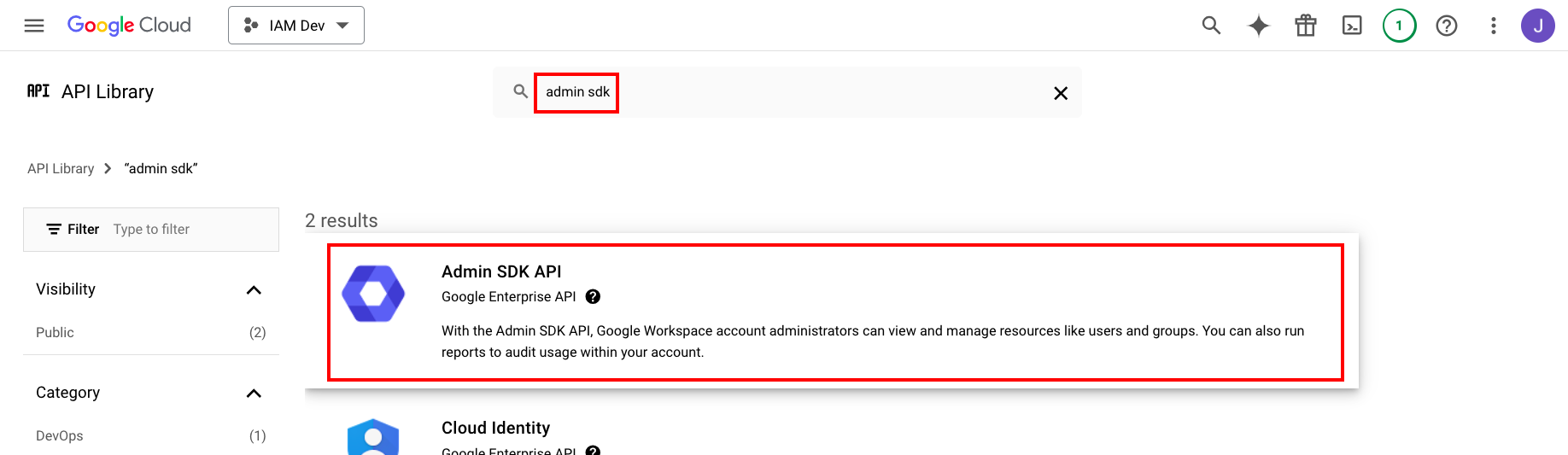 Locate the Admin SDK API