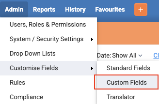 Go to Custom Fields page
