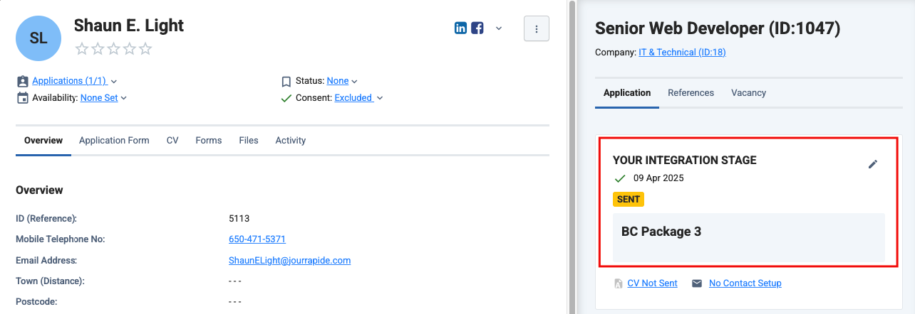 check the sent background check invitation